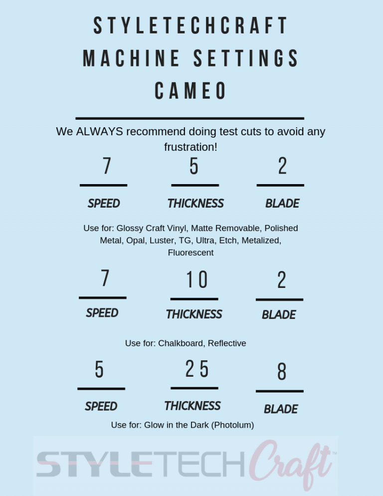 A Guide to Machine Settings - Styletech Craft